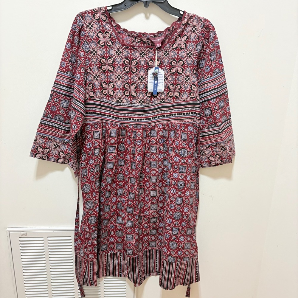 NWT April Cornell Floral Cottagecore Dress Women Red XS Boho Cotton